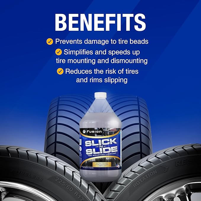 Slick-n-Slide - Tire Lube for Changing Tires, Tire Mounting Lube | Universal Lube for Car, Truck, Bike, Tractor | Tire Bead Sealer, Tire Slime Sealant, Bike Tire Sealant | Wheel Tools (1 Gallon)