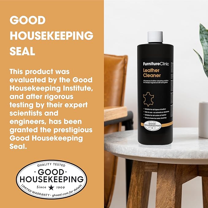 Furniture Clinic Leather Cleaner 8.5 Fl Oz + Leather Stain Remover 8.5 Fl Oz | Quickly Remove Stubborn Stains & Everyday Messes | All-Purpose Cleaning Solution for Couches, Car Seats, and More