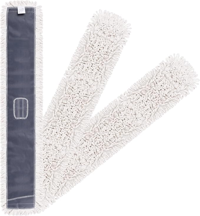 Kleen Handler 36" Commercial Dust Mop Replacement Heads, 3 Pack Industrial Loop End Flat Dust Mop Pads, Washable Cotton Mop Refill for Floor Cleaning, Natural