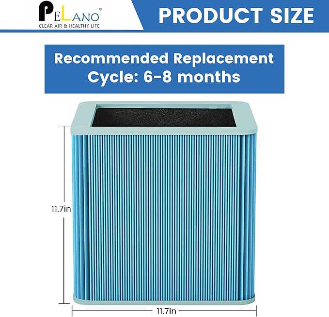 211+ Replacement Filter Compatible with 211+ Air Purifier, 2-Stage Filtration System of H13 True HEPA Filter and Activated Carbon Filter, Blue, 2 Pack