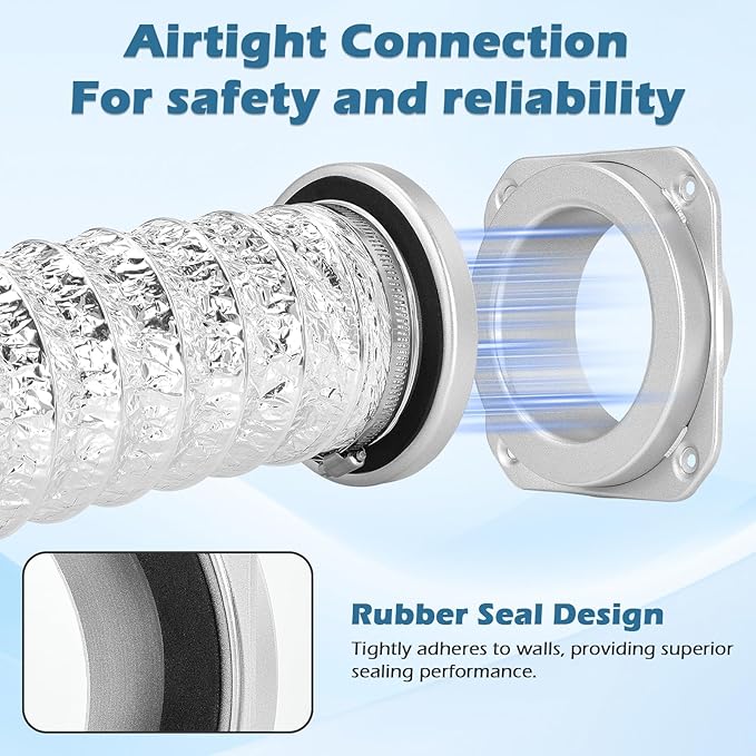 Magnetic Dryer Vent Connector Kit, Magnetic Dryer Vent Coupling DV180 Airtight Seal with Dryer Vent Cover Outside, Easy to Clean Quick Connect 4" Dryer Vents Hose with 2 Clamps