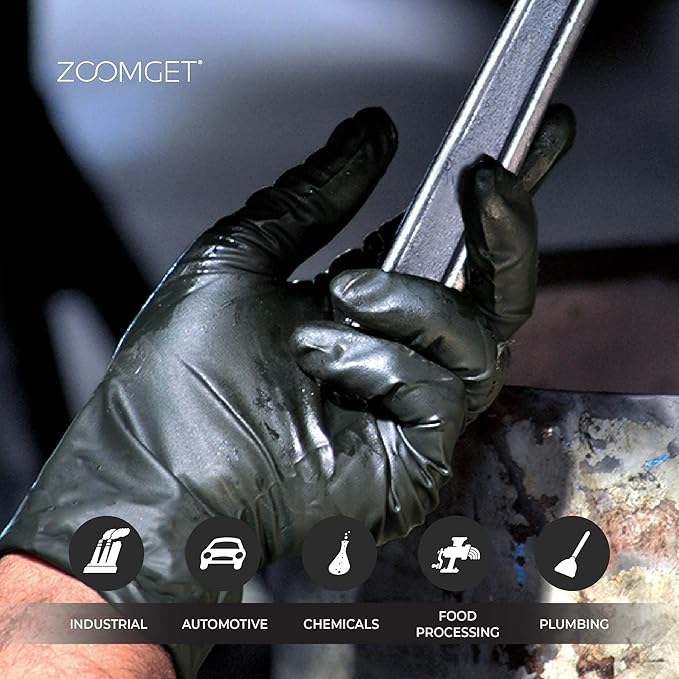 X3 Black Gloves, Disposable, Latex Free, Nitrile, for Cooking, Food Prep, 3 Mil, Powder-Free, Sizes Small through XX-Large