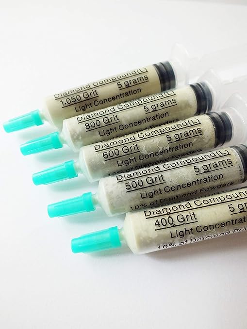 TechDiamondTools Diamond Polishing Compound Kit of 5 Lapping Paste USA Made 400 500 600 800 1050 Grit Lapping Compound for Rock Glass Metal Jewelry Resin Marble with 10% of Diamond Powder