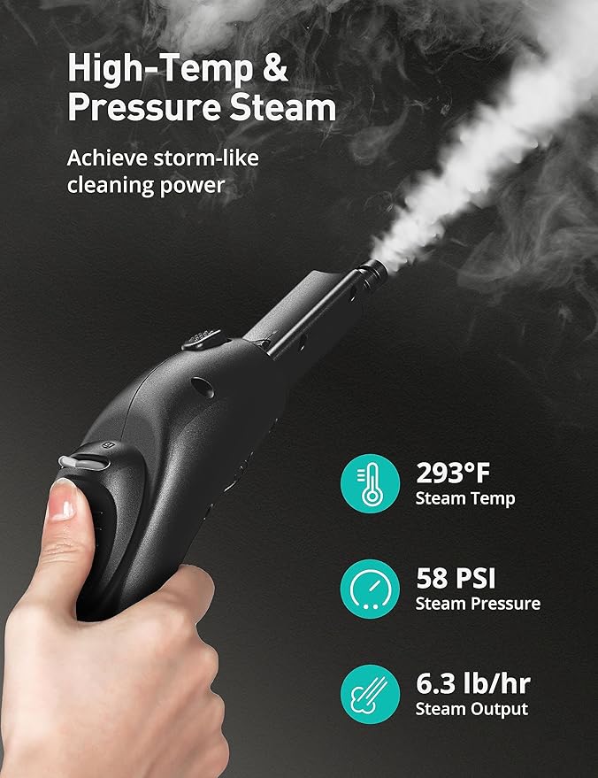 Steam Cleaner for Home, 293°F 58 PSI Powerful Multipurpose Handheld Steam Mop, 21 Attachments, 50Oz Capacity, Heavy Duty Steamer for Carpets, Floors, Cars, Tiles, Crack Cleaning, Turquoise