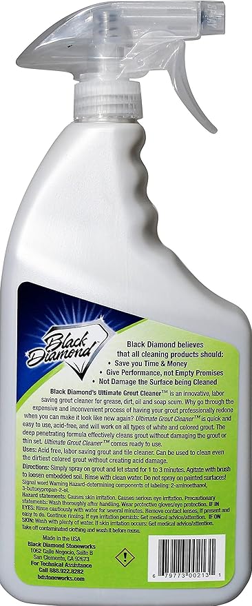 Black Diamond Stoneworks Marble & Tile Floor Cleaner 1-Quart AND ULTIMATE GROUT CLEANER 1-Quart AND Granite Counter Cleaner 1-Quart.