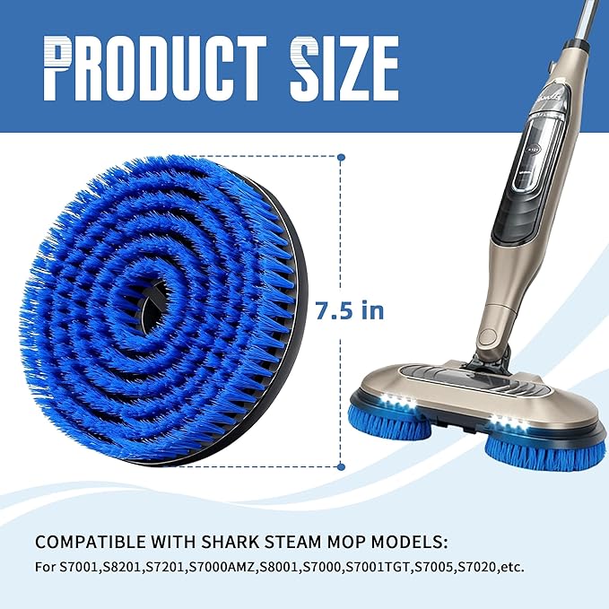 2 Pack Steam Mop Replacement Brush Heads Compatible with Shark S7000/S8000 Series, Upgraded Heat-Resistant Nylon Bristles for Deep Cleaning Hardwood Tile Floors – Blue, Easy to Use