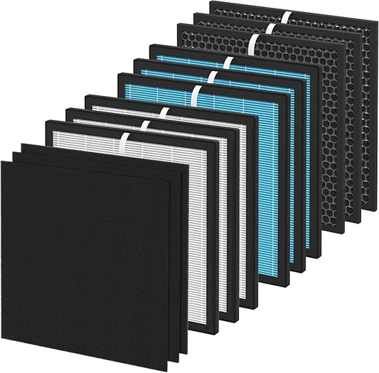 3 Packs Replacement Filter Set Compatible with Okaysou Airmax 10L Pro and Aiibot-A300 Air Cleaner Purifier, 5 Stages Filter System of Pre-Filter, HEPA and Activated Carbon Filter
