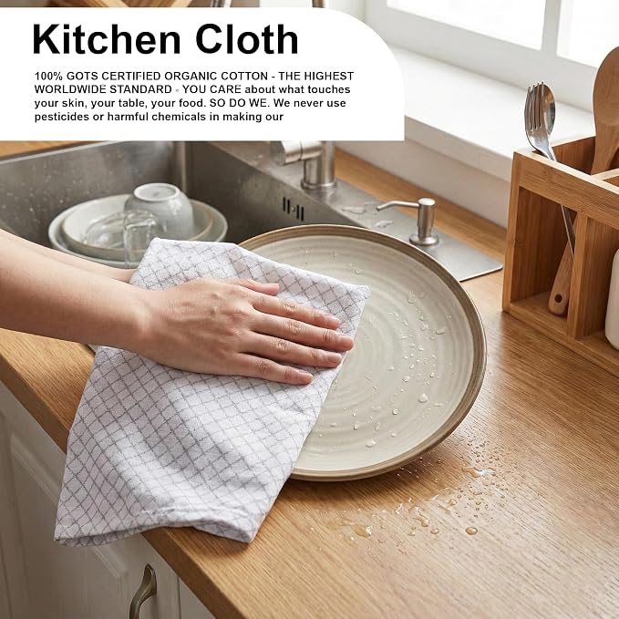 Marubhumi Cotton Kitchen Dish Towels (White, 45x70 Cm)