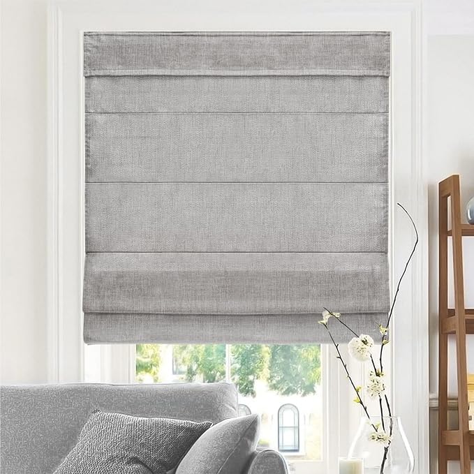 Chicology Cordless Roman Window Shade, Belgian Denim, 39"W x 64"H | Cordless Child-Safe, Room Darkening UV, Inside/Outside Mount, True-to-Size No Cut, Rich Textured Fabric, Spot-Clean Care Only