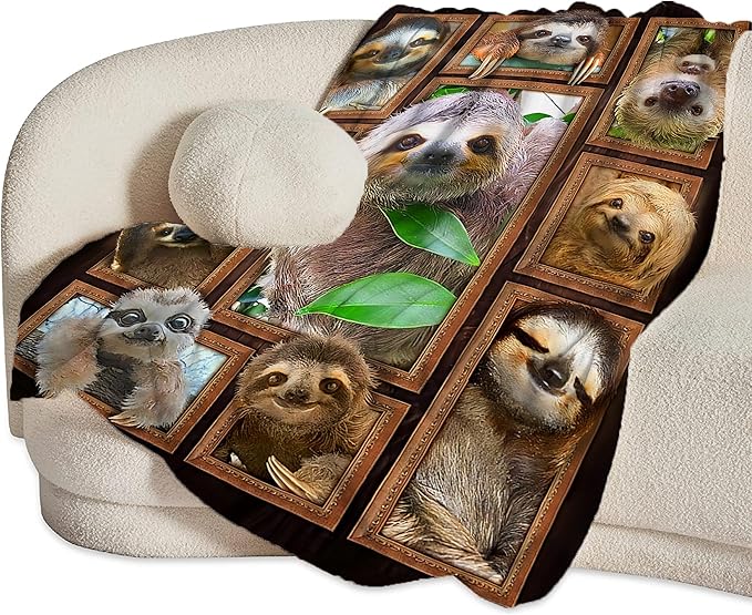 jerkboo Sloth Blanket Throws Sloth Gifts Sloth Throw Blanket for Women Men Kids Adults Soft Warm Cozy Fleece Blanket for Couch Sofa Bed 50""x40""