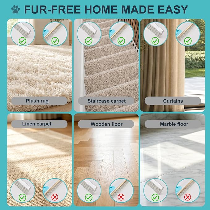 Carpet Rake for Pet Hair Removal Tool, Cat & Dog Pet Hair Remover Broom with 54” Adjustable Long Handle, Reusable Carpet Brush Rake for Rugs, Mats, Couch, Furniture