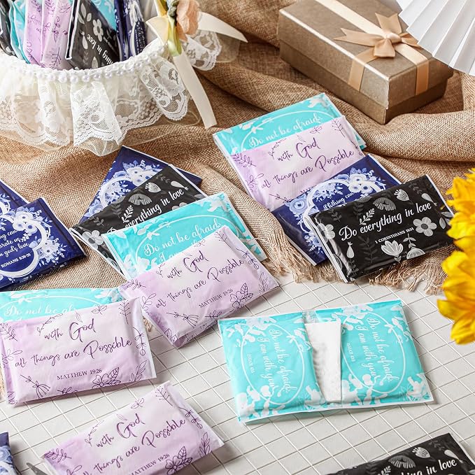 TaoBary 80 Pack Christian Pocket Tissues Employee Appreciation Gifts Bulk Bible Verse Facial Tissues Travel Packs Wedding Baptism Party Favors Christian Small Gifts for Staff Coworkers Teacher Nurse