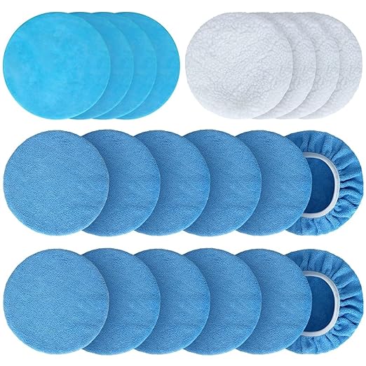 20 Pcs 5-6in Car Orbital Buffer Polisher Pad Bonnet Microfiber Bonnet