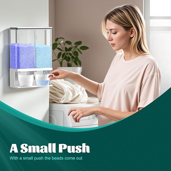 105 Oz Laundry Detergent Dispenser with Nail - Wall Mounted Scent Booster Beads Container, Softener Beads Storage, Rice Dispenser, Dry Food/Solid Grain Organizer