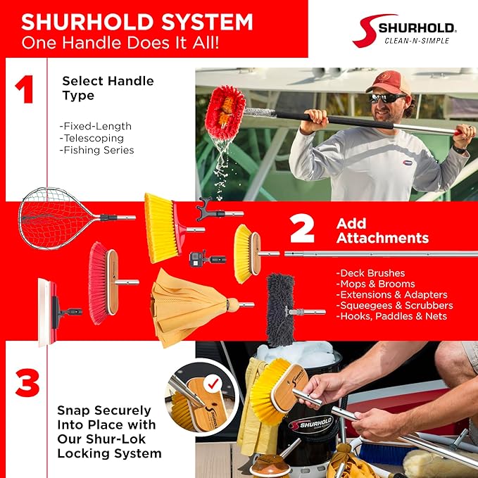 Shurhold Stainless Steel Squeegees - SHUR-LOK System, Durable & Rust-Resistant, Perfect for Boats, Cars, and Home Cleaning - 24 inch