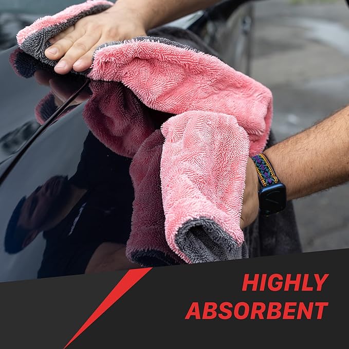 Maxshine - Car Drying Towel, Rinse Free Microfiber Towel for Car Detailing, 1200 GSM, Double Sided, Large Microfiber Towels for Car Drying, Plush Car Wash Towels (3, 24" x 36")