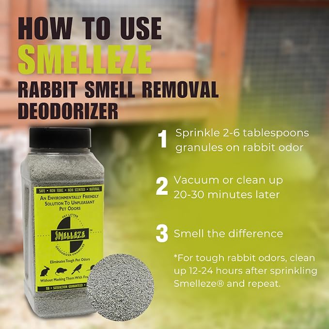 SMELLEZE Natural Rabbit Odor Eliminator Deodorizer: 2 lb. Granules Removes Urine & Poop Stench