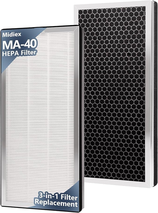 MA-40 Replacement Filter Compatible with Medify MA-40 Air Purifier, 3-in-1 High-Efficiency HEPA and Activated Carbon Pre-Filter for MA40 MA40W MA40B Air Filter Replace, 2 Pack