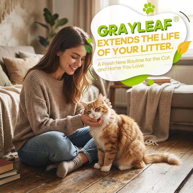 Grayleaf® Unscented Cat Litter Deodorizer, 2.2lb Dust-Free Odor Eliminator | Activated carbon & mineral formula, baking soda free, ideal for heavy odor, multi-cat & automatic boxes