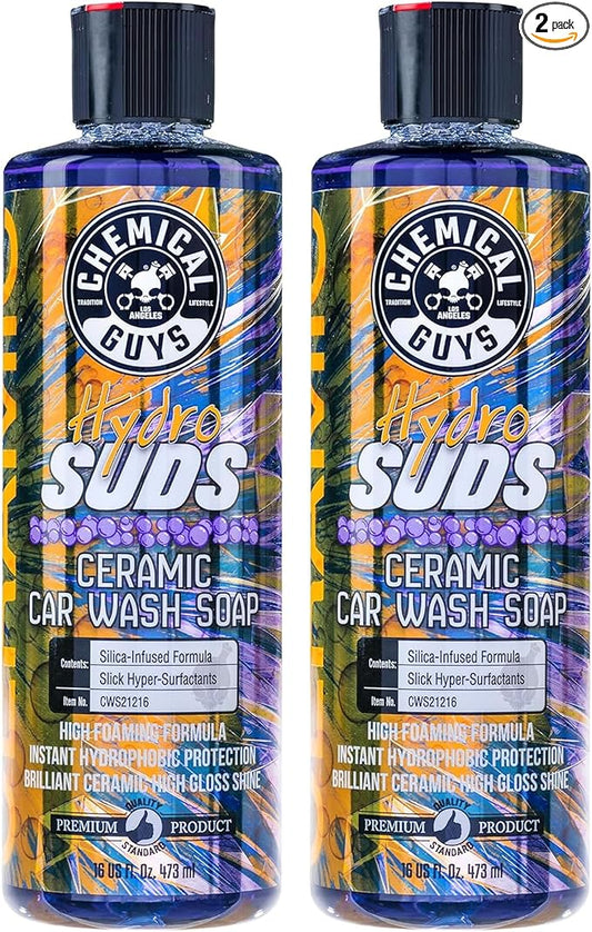 Chemical Guys HydroSuds Ceramic Shine High Foaming Car Wash Soap (Works with Foam Cannons, Foam Guns or Bucket Washes) For Cars, Trucks, SUVs, RVs & More, 16 fl oz, Berry Scent, 2 Pack