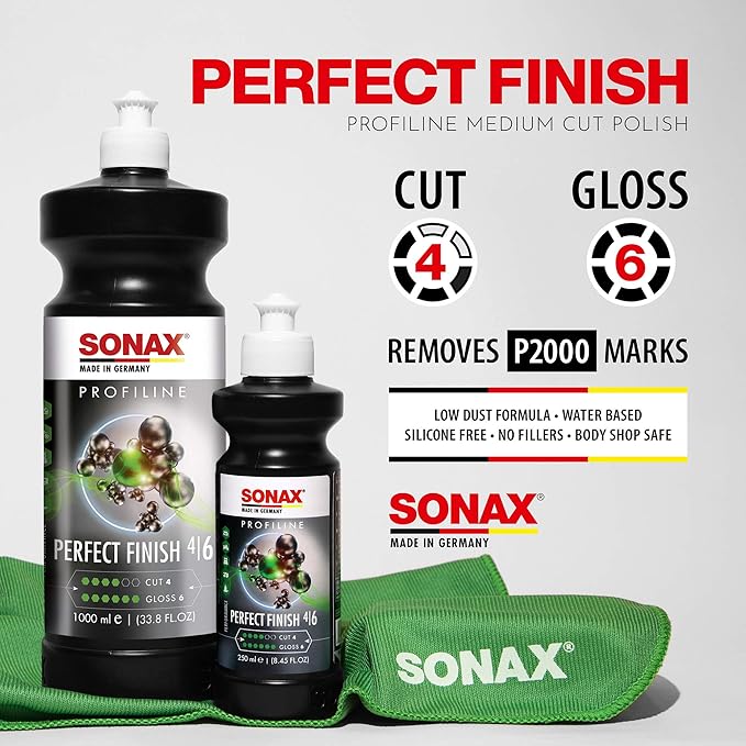 SONAX Perfect Finish 1L | Scratch and Swirl Remover Polish | Machine Polish | Paint Correction Polish | High Gloss | Black Paint Polish | No Fillers Paint Correction | 33.8 Oz