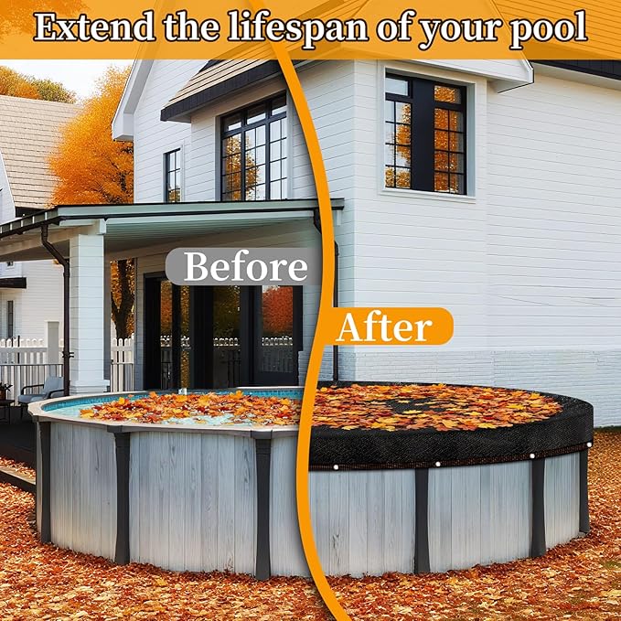 18ft Round Leaf Net Pool Cover for Above Ground Pools,Mesh Cover to Catching Leaves, Mesh Tarp with Grommets, Resistant Garden Sun Shade Netting(Only Cover)