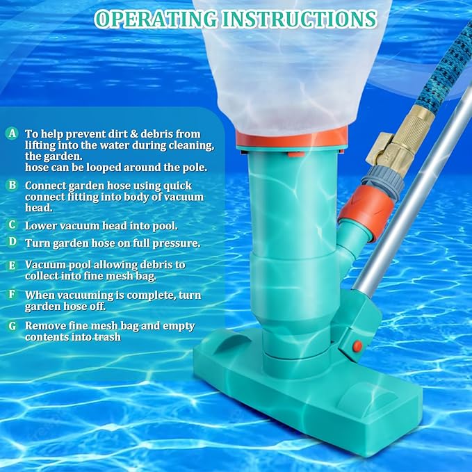 POOLWHALE Above Ground Pool Vacuum Cleaner with Pool Net