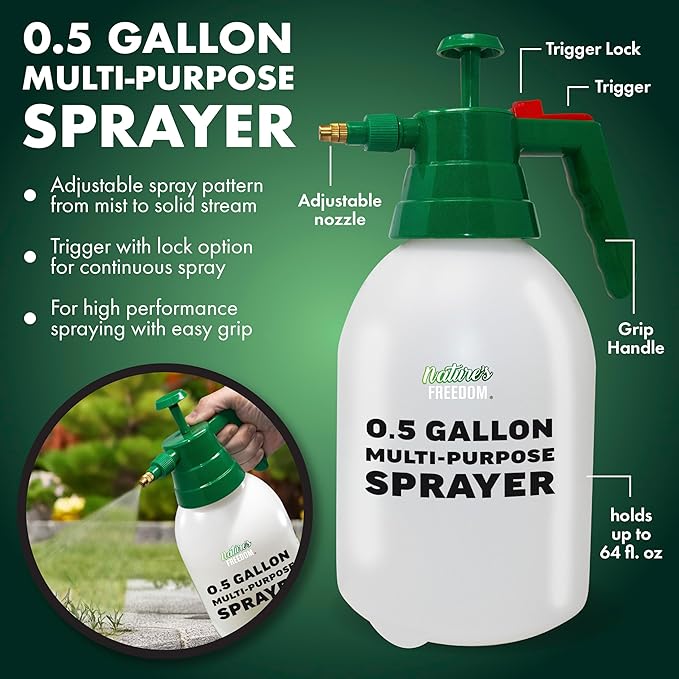 Nature's Freedom 12% Hydrogen Peroxide with Pump Sprayer, Food Grade H2O2 and Purified Water Only, NSF Certified, 1 Gallon Solution