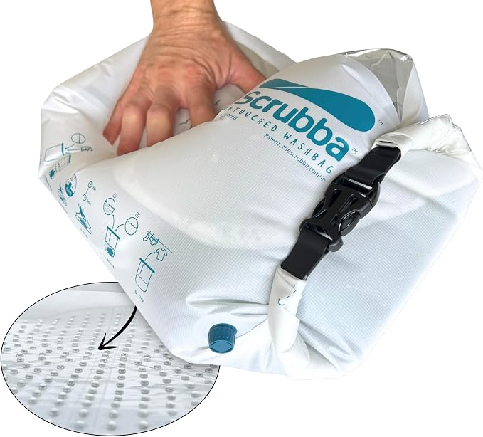 Scrubba Wash Bag Untouched - Patented Washboard-in-a-Bag™ Portable Travel Washing Machine Made with Recycled Polyester - Wash Clothes Anywhere in Minutes (5 oz)