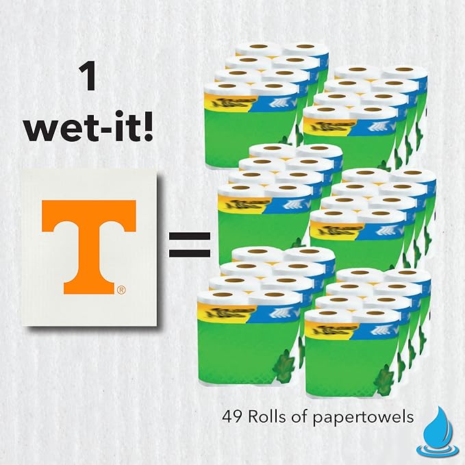 University of Tennessee- 3 Pack Swedish Dishcloths- Reusable Kitchen Towels for Dishwashing and Home Cleaning- Eco-Friendly Alternative to Paper Towels and Wipes- Machine Washable and Dryer Safe