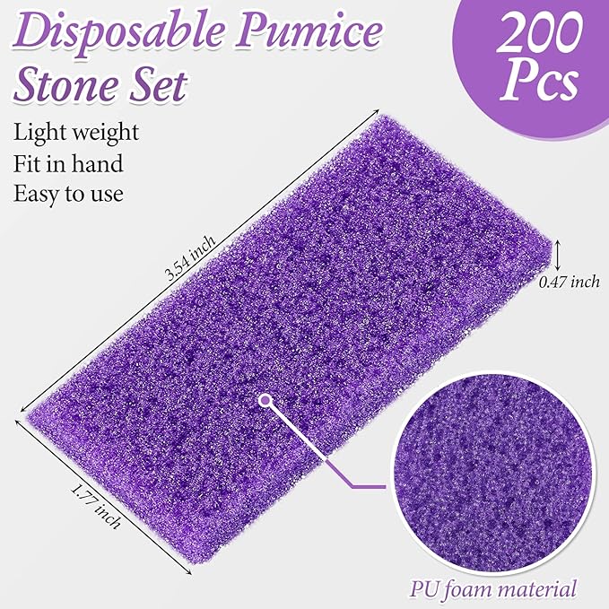 Dunzy 200 Pcs Disposable Pumice Stones for Feet, Professional Pedicure Callus Remover Blocks for Spa Salon Pedicure Supplies, Foot Exfoliating Scrubber for Dead Skin and Heel Care