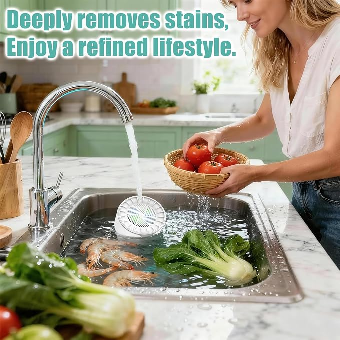 Fruit and Vegetable Washing Machine,Waterproof Fruit and Vegetable Cleaner, Latest Titanium Electrolysis Purification Wireless Charging Suitable for Washing Fresh Produce（White）