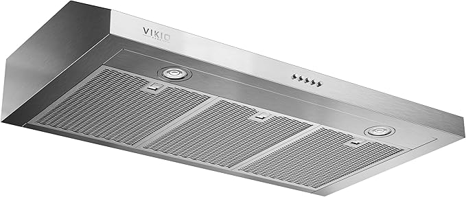 VIKIO HOME Under Cabinet Range Hood 36 Inch, 1200 CFM Dual-Motor Kitchen Vent with LED Lights, Button Control, Ducted Vent Hood, Reusable 5-Layer Aluminum Filters, Stainless Steel