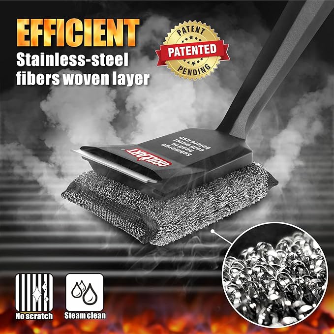 GRILLART Grill Brush Bristle Free and Scouring Pads 4 PCS
