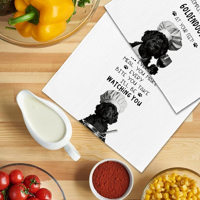 Funny Goldendoodle Dog Kitchen Towels 16x24 Inch Set of 2 | Goldendoodle Lovers Gifts for Women Men Dish Tea Towels for Kitchen, Dog Lover Mom Dad Owner Gifts Decorative Hand Towel