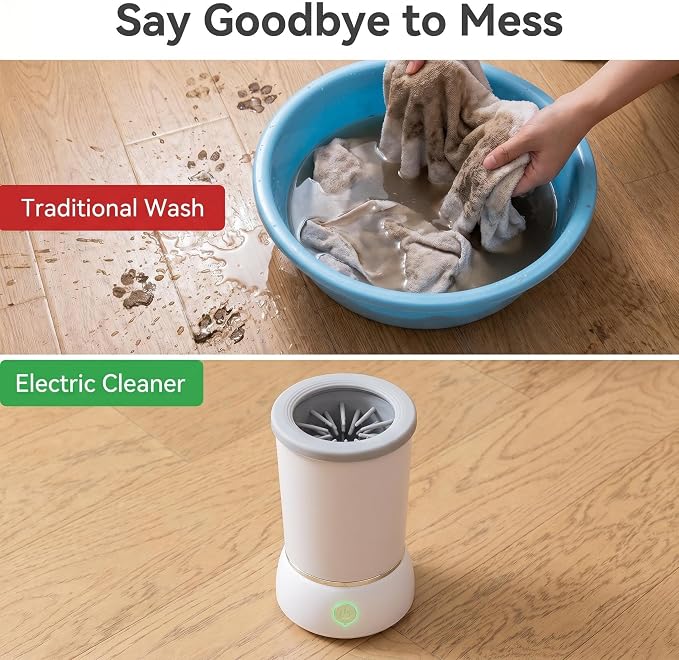 Winb Electric Dog Paw Cleaner and Massager, Portable USB Rechargeable Paw Washing Cup, Automatic Foot Cleaning Machine for Small Dogs
