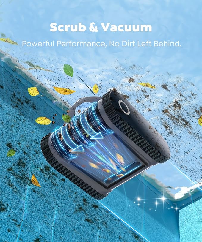 (2026 Upgrade) BRINBO C1 Robotic Pool Cleaner with 180 Mins, Pool Vacuum for Inground Ground Pools up to 1615 sq.ft, Smart Routing, Wall Climbing, Dual Filtration, with APP, Multi-Mode (Carbon Gray)