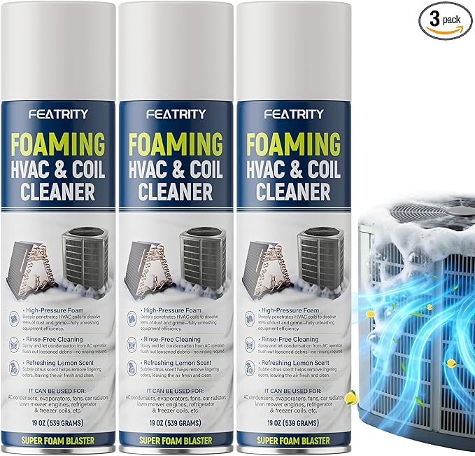 Foaming AC Coil Cleaner: Deep-Penetrating No-Rinse Foam Cleaning Designed for Household Evaporator and Condenser Coils During Seasonal Maintenance - 19 oz