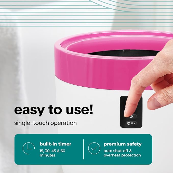 SereneLife Counter Towel Warmer Bucket - with Customized Fragrance for Spa and Bathroom, Luxury Heater, Auto Shut Off, Fits 1 Large Blanket, Bathrobe, PJs (Pink)