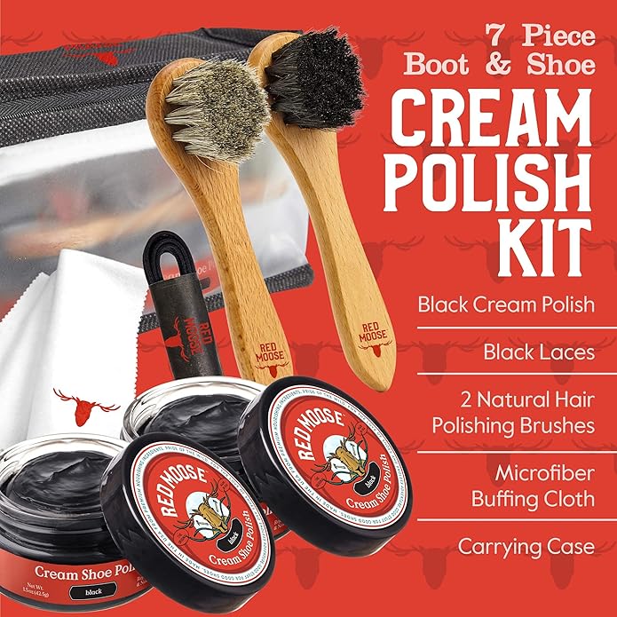 RED MOOSE Boots and Shoe Cream - Shoe Polish Kit for Leather - Shoes Shine - Made in the USA