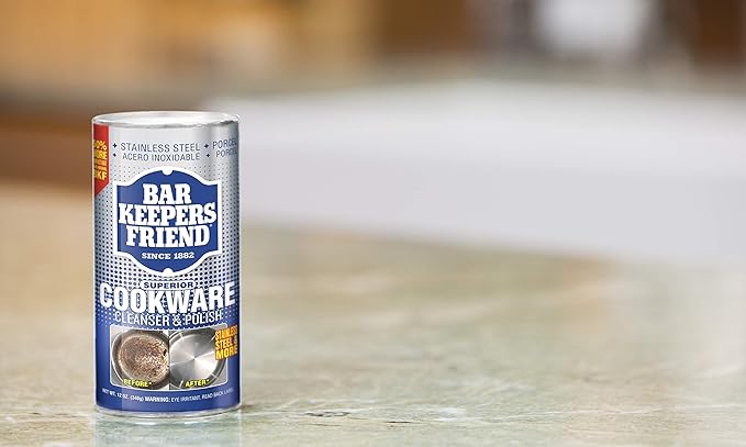 Bar Keepers Friend Cookware Cleanser & Polish (12 oz) - Cleaner, Degreaser & Stain-Remover - for Use on Stainless Steel and Copper Pots, Pans and Utensils, Glass Casserole Dishes and More (6)
