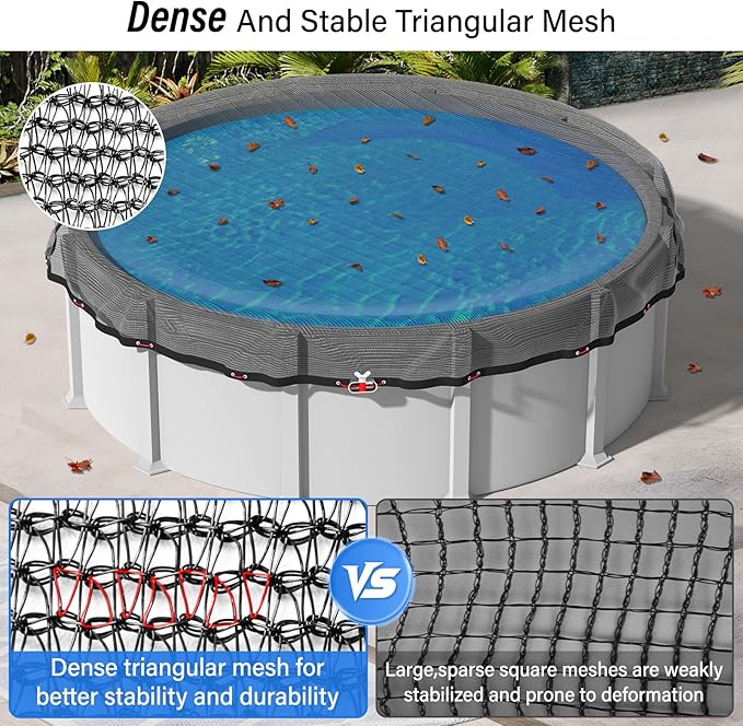 21FT Pool Leaf Net Cover Round Pool Net Cover for Above Ground Pool, Heavy Duty Pool Cover with Winch and Cable for Leaves and Debris