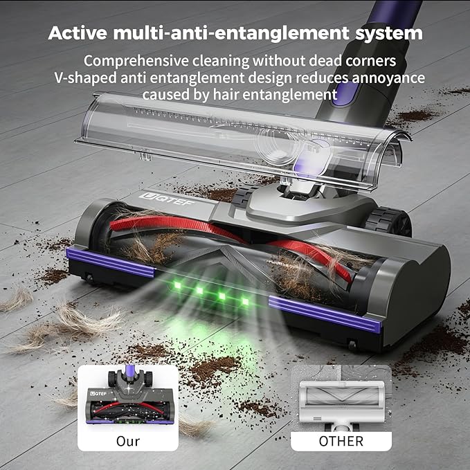 Cordless Vacuum Cleaner 1.8L Dustbin, 600W 55kPa 70Mins Stick Vacuum Cleaners for Home with Pet Brush, Self-Standing and Touch Screen, Vacuum Cordless for Pet Hair/Hardwood/Carpet/Car