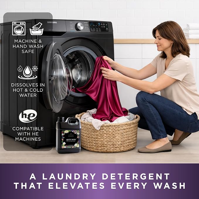 Honestly Margo Artemis Luxury Laundry Detergent (64 oz, Pack of 1) – Laundry Detergent Scented with Almond, White Lilies, Amber Musk & Peach Perfume | Delicate Laundry Detergent, Liquid Soap, 11 Loads