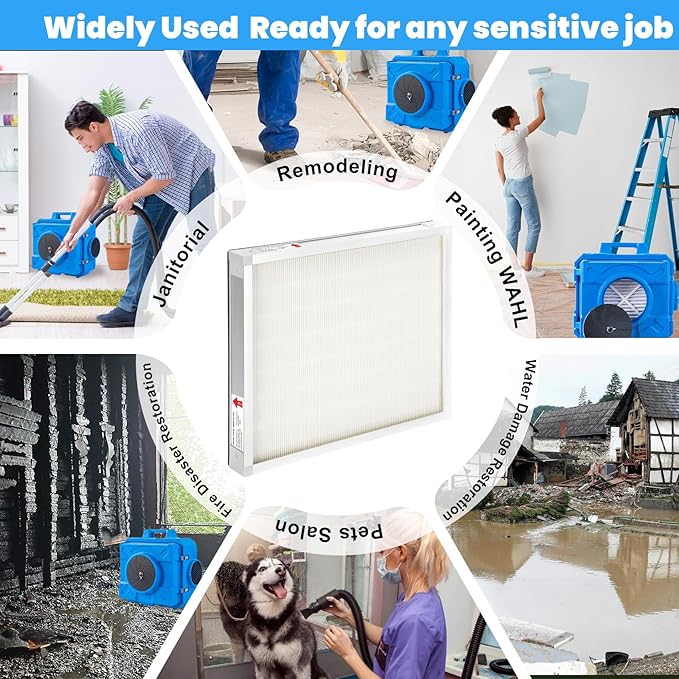 2 Pack AS-550 F301H HEPA Filter Compatibile with BlueDri 550 Stage 2 Air Filter,16" x 19" x 2" F301H HEPA 550 Filter Replacement Filter for Bluedri,VEVOR and Dri-Eaz