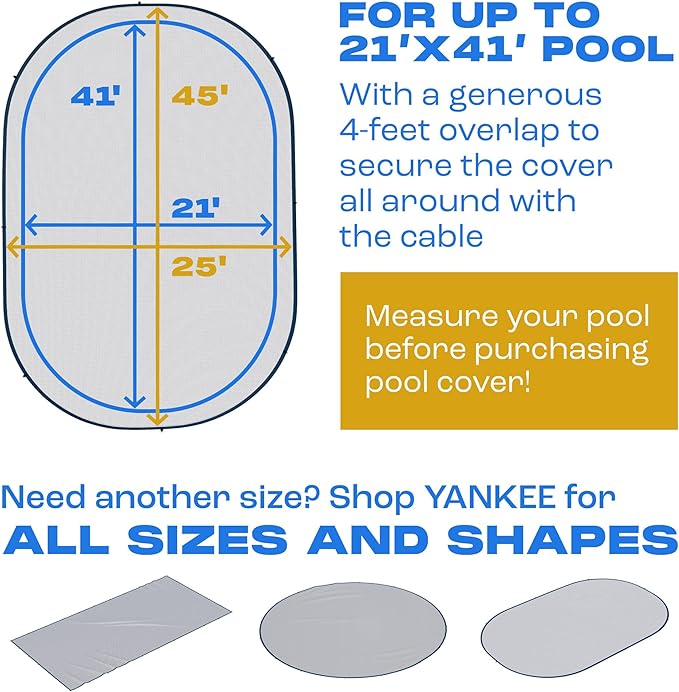 Yankee Pool Leaf Net Cover for Oval Pool 21x41 Ft.- Heavy-Duty 0.15” Above-Ground Leaf Net | Swimming Pool Net to Protect from Leaves, Debris, and Clogging