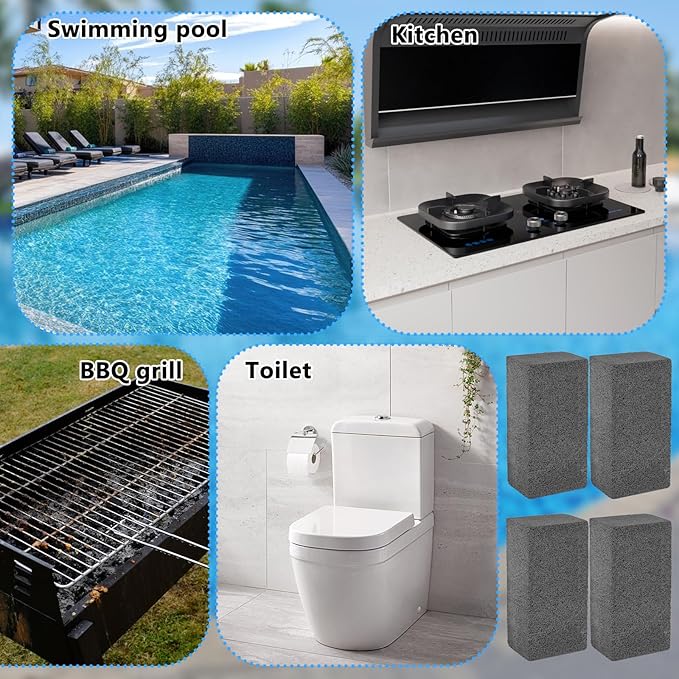 12 Pack Extra Large Pumice Stone for Pool Tile Cleaning, 8 x 4 x 3 Inch Pool Tile Cleaner Block, Pumice Stone for Cleaning Swimming Pool, Spa & Bathroom (Black)