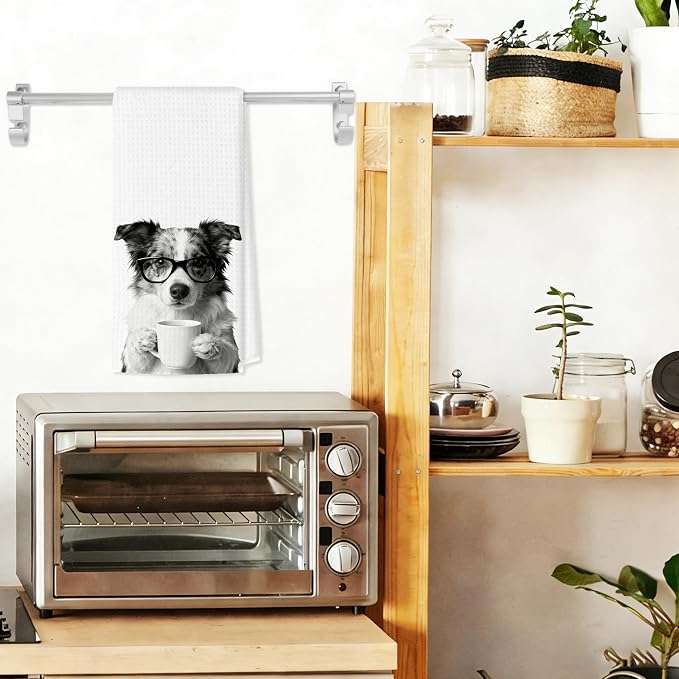 Funny Australian Shepherd Kitchen Towels, Dog Kitchen Accessories, Dog Chef Gifts for Women Decorative Hand Towels for Kitchen Decor, Coffee Lovers Gifts Dish Tea Towel, 16x24 Inch