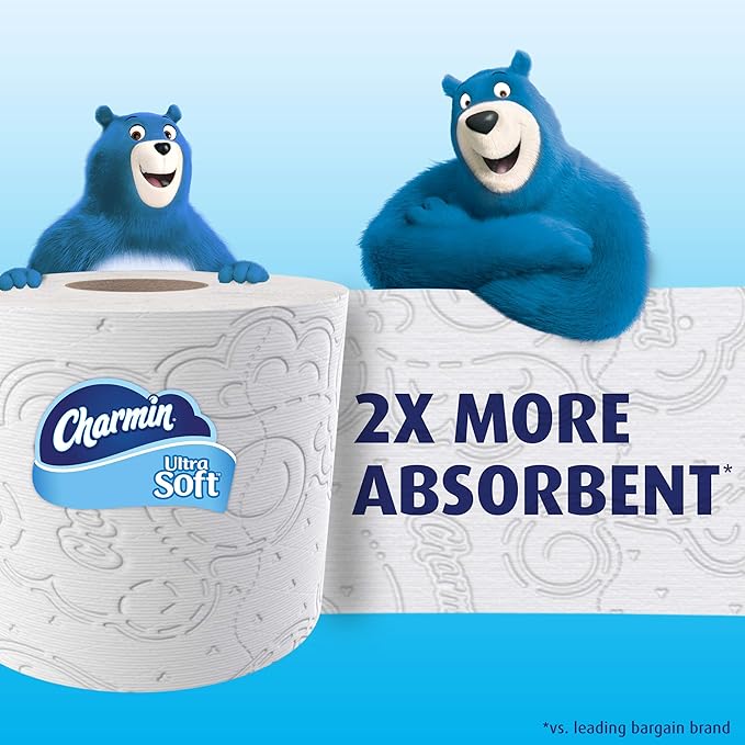 Charmin Ultra Soft Cushiony Touch Toilet Paper, 6 Family Mega Rolls = 30 Regular Rolls (Prime Pantry)