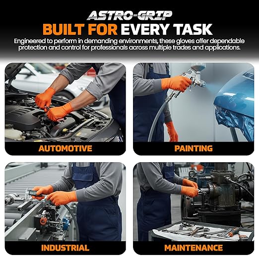 SAS Safety 66575 Nitrile Astro Grip Powder-Free Disposable Glove, XX-Large (Pack of 1000), Orange